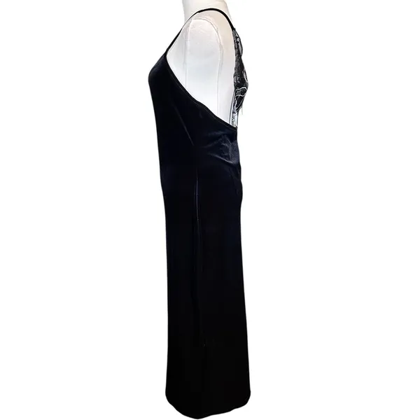 Black Velvet Baby Doll Y2K Dress Lace Butterfly SZ LG Goth Fairy Formal 90's - Image 9