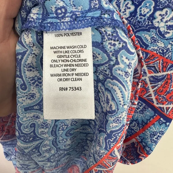 St Tropez West Sleeveless Top M Blue Paisley Boho Coastal Resort Vacation Beachy - Image 3