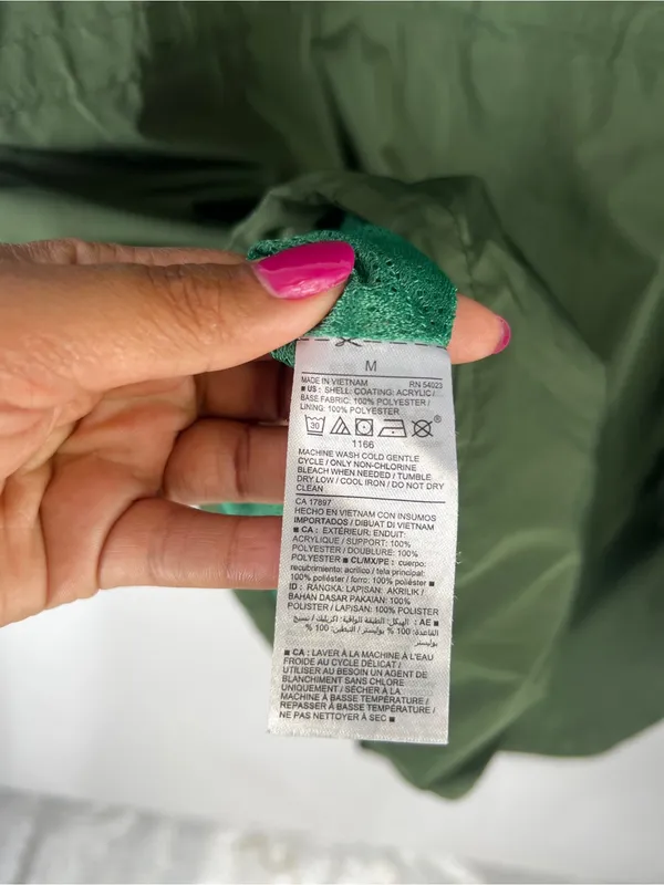 Old Navy Active Olive Green Hooded Windbreaker‎ Jacket Medium - Image 10