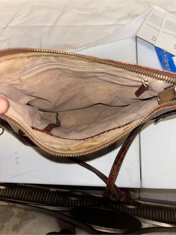 Brahmin Cognac Croc-Embossed Leather Messenger - Image 3