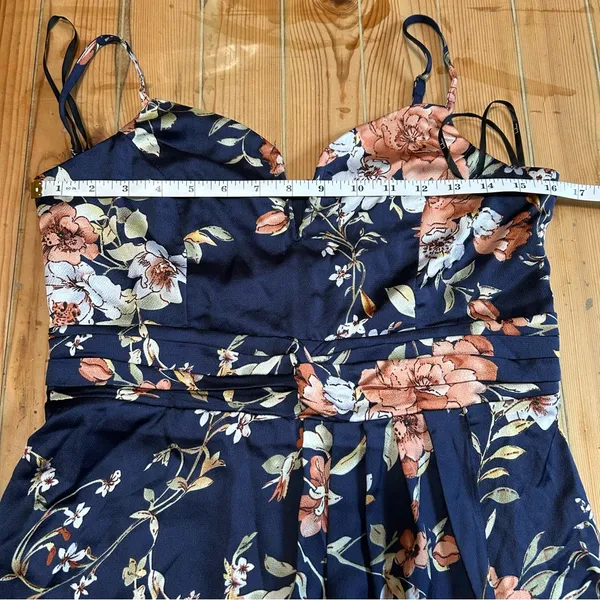 Lulus My Favorite Day Navy Blue Floral Print Tulip Skirt Midi Dress - Image 4