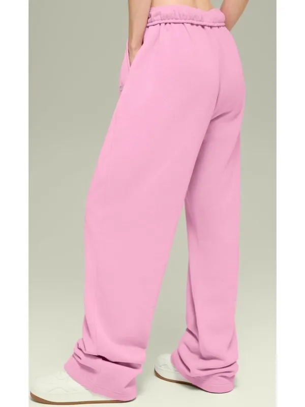 Alo Accolade Straight Leg Sweatpants Candy Heart Pink High-Rise Waist Joggers S - Image 2