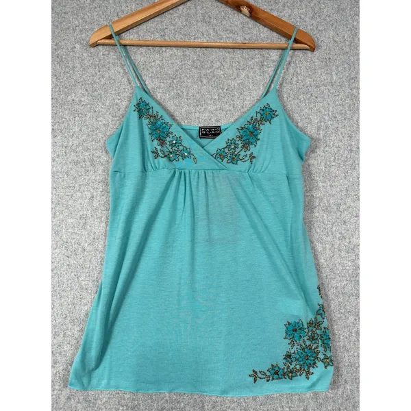 Y2K Cami Babydoll Top Women Large Beaded‎ Fairy Indie Coquette Bella NOS Vintage - Image 3