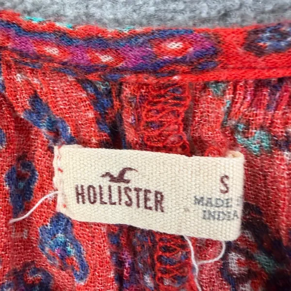 Hollister Red Embroidered Crop Top Women's Small Flutter Sleeve Square Neck Boho - Image 3