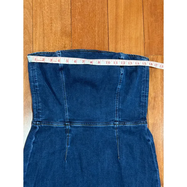 Reformation Eugenia Denim Midi Dress Women‎ Dark Blue Strapless 10 - Image 7