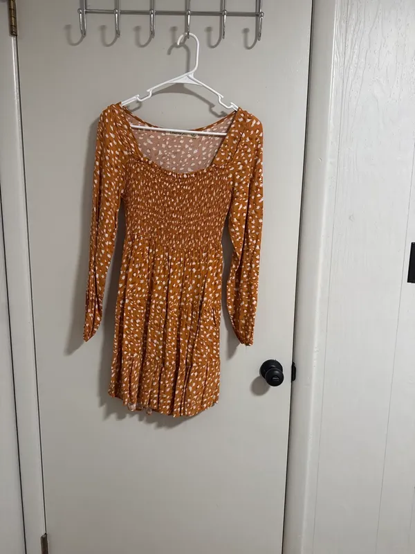 Light Brown Dress With Dark Brown and White Spots - Image 2