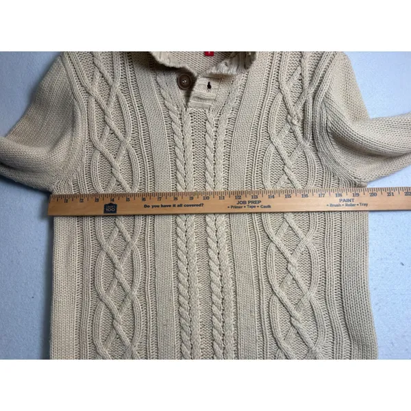 Guess Los Angeles Womens Cream Cable Knit Mock Neck Button Sweater Size M - Image 8