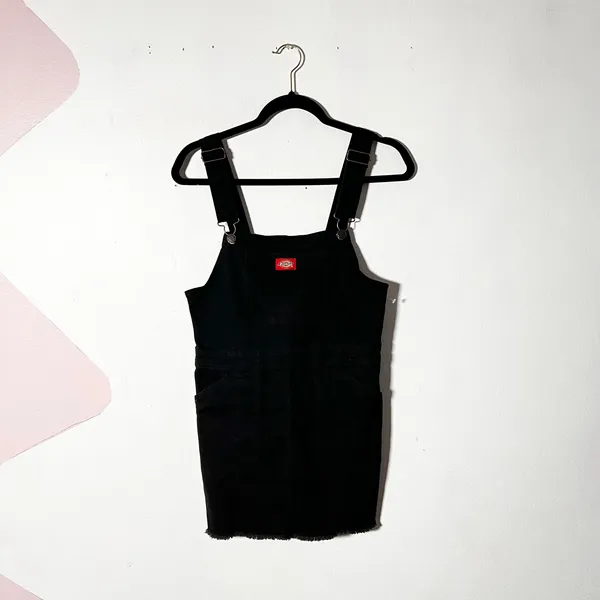 Dickies Overall Dress Womens Small Black Pinafore Jumper Cotton Goth - Image 2