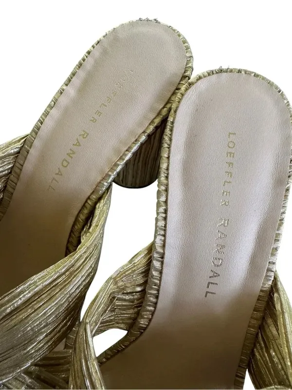 Loeffler Randall Penny Gold Pleated Bow Heel 6.5 - Image 8
