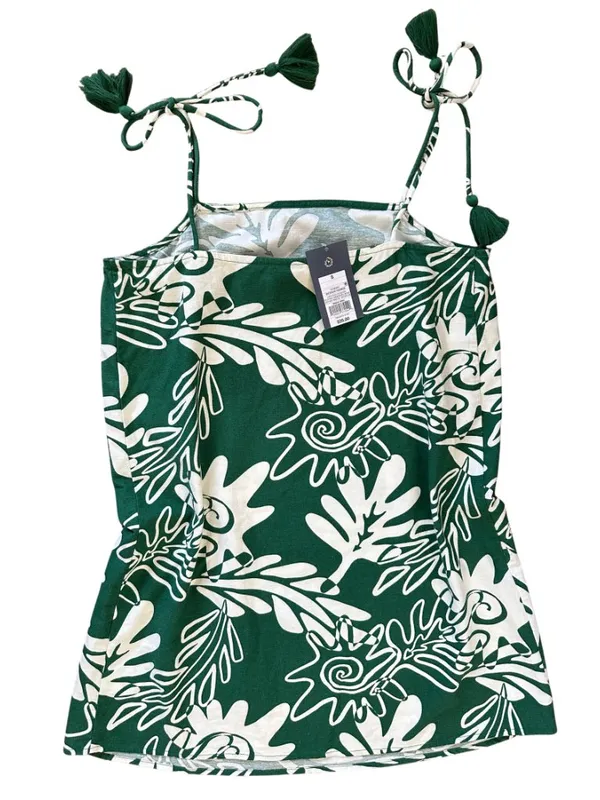 Boho Green Floral Mini Dress With Strap Tassel - Image 3