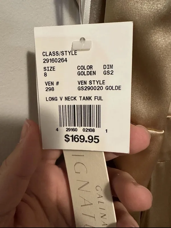 David’s Bridal - Galina Signature Long V-Neck Tank Ful in Golden Color Size 8 - Image 7