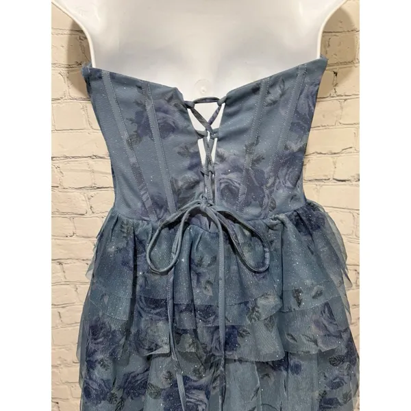 SENI & CADE Women's Fit & Flare blue Floral Corset Dress Size Medium - Image 7