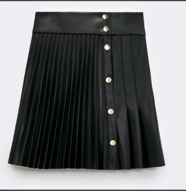 ZARA black pleated leather skirt - Image 5