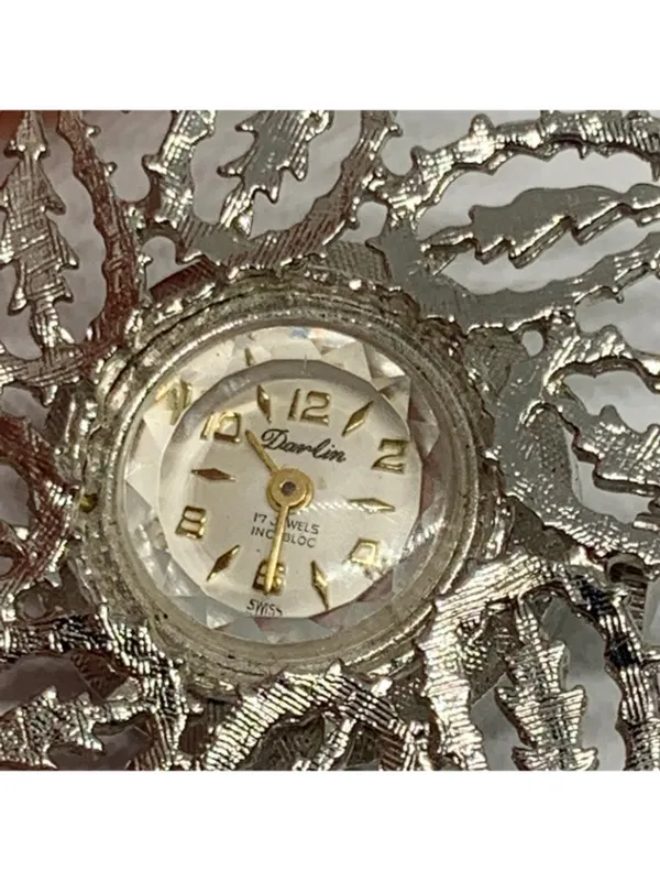 Vintage Darlin Swiss 17 jewels incabloc mechanical pendant watch chain works - Image 3