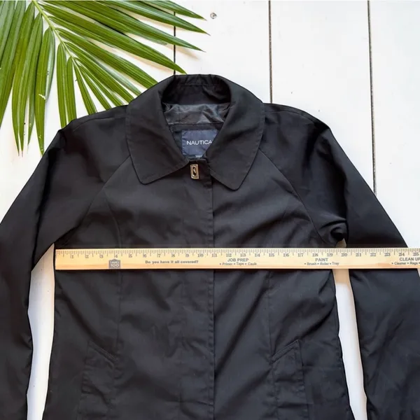 Nautica Black Raincoat Jacket Women’s Small Lightweight Hidden Button Lined Coat - Image 6
