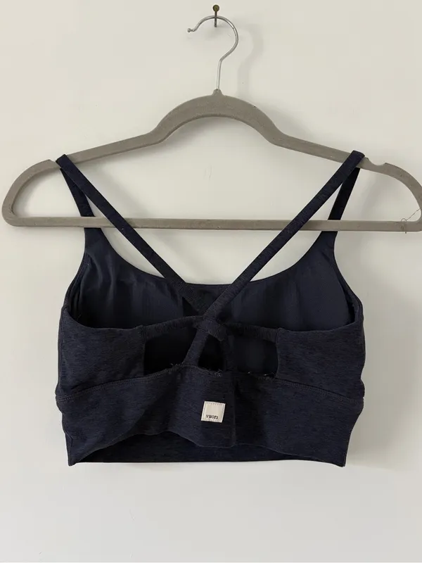Vuori Long Line Elevation Sports Bra Midnight Heather Black Blue Small - Image 4