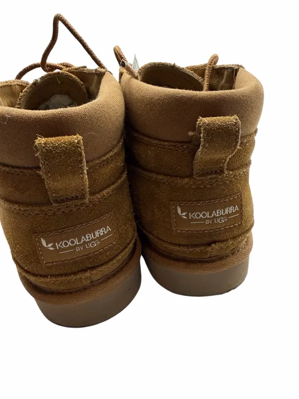 UGG Koolaburra Women's Suede Lace-Up Tan Ankle Booties Faux Fur Lining Size 8 - Image 12