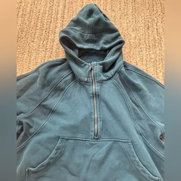 Lululemon size 4 Scuba Oversized Half-Zip Hoodie in blue/green - Image 5
