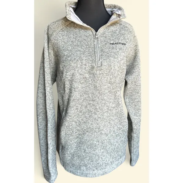 Realtree Women's Quarter Zip Sweater Fleece Pullover Heather Gray Camo L - Image 2