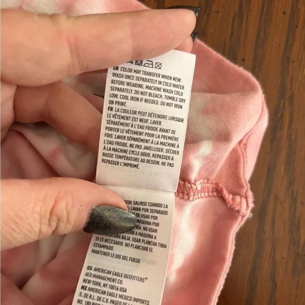 American Eagle AE Pink Tie Dye Crop Tank Spaghetti Strap XS Cotton - Image 3