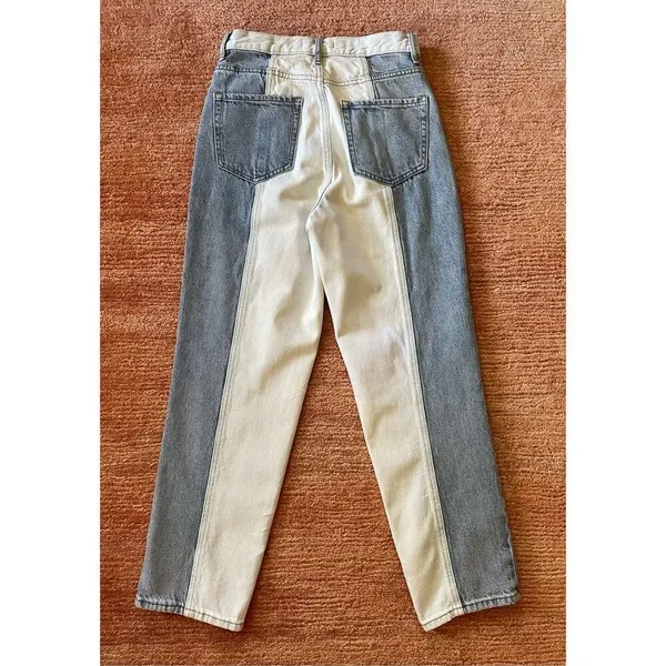 Pacsun Women's Mom Jeans Two Tone Cut and Sew Frayed High Rise Tapered Size 26 - Image 10