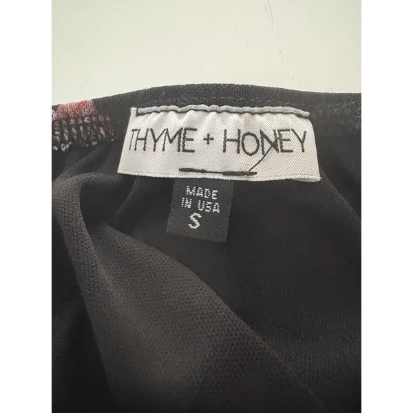 Thyme & Honey Midi Skirt Size S Black Floral Mesh Ruffle Whimsigoth Dark Romance - Image 4