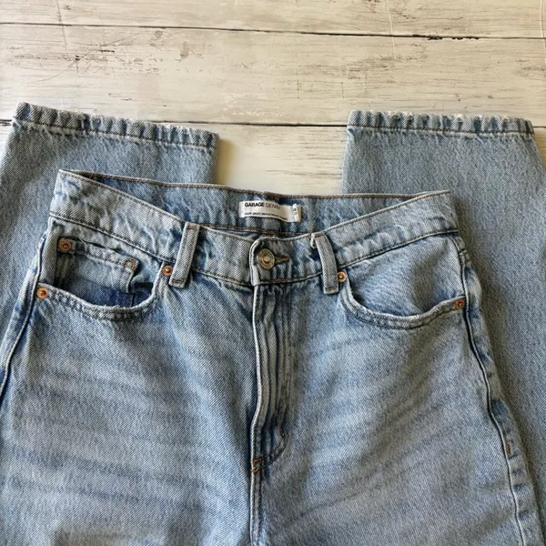 Women’s GARAGE Denim Light Blue Vintage Straight Leg Distressed Jeans Sz 5 / 27 - Image 5