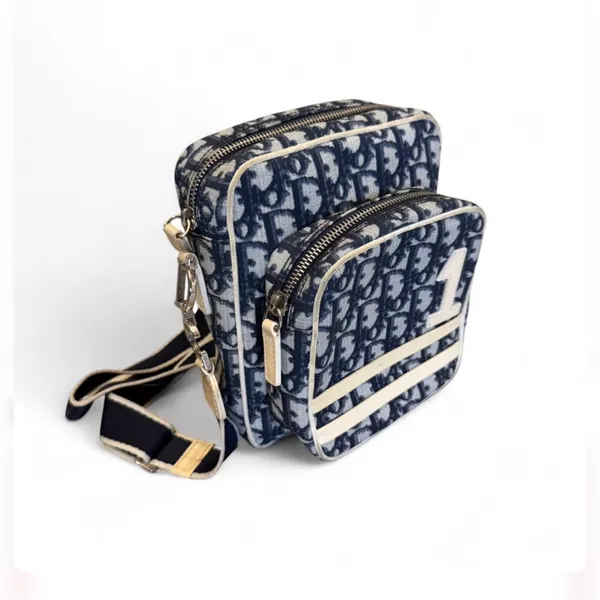 Christian Dior Trotter Monogram Messenger Bag Blue Adiorable Crossbody Vintage - Image 5