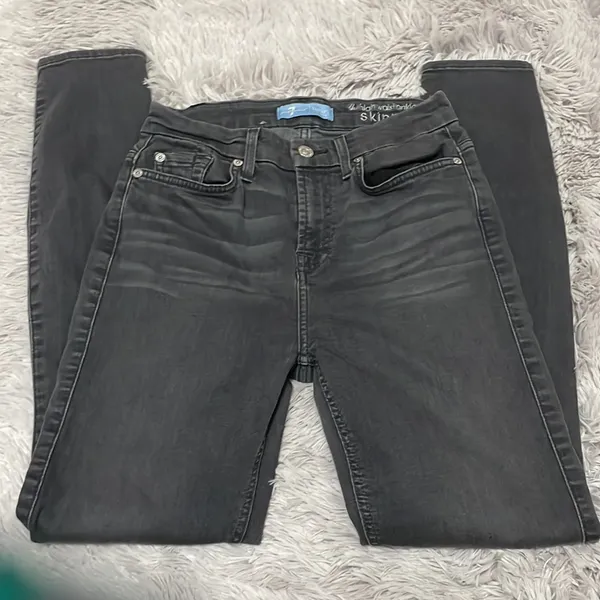 7 For All Mankind Gray High‎ Waist Ankle Skinny Jeans - Image 4