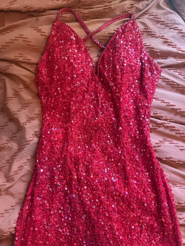 Primavera Couture Red Sequin Dress - Image 4