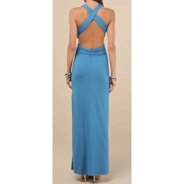 NWT Lulus Size XS Alexandria Turquoise Backless Column Maxi Dress Blue - Image 2