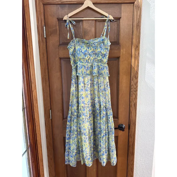 ASTR The Lind Floral Pleated Maxi Dress in Blue Yellow Floral Size Small NEW - Image 6