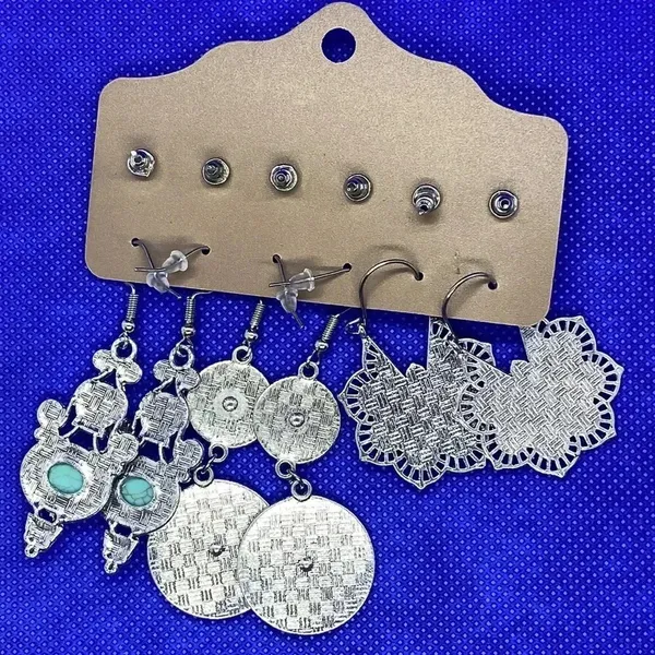 New boho‎ earrings crescent moon starfish geometric 6 pair multipack - Image 4