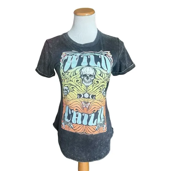 Junior Womens No Boundaries Wild Child Bleach Dyed Tee Shirt - Sz S - Image 4