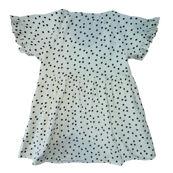 Madewell Womens Babydoll Dress White Polka Dot Gauze Ruffle Pocket Boho L - Image 3