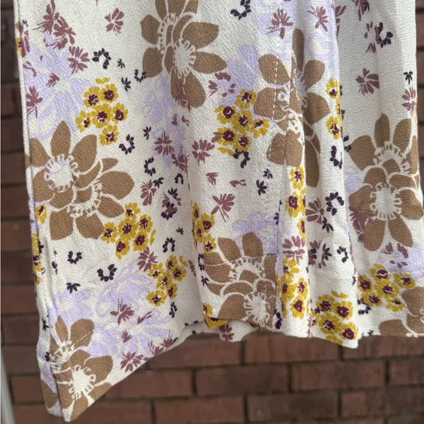 Free People Can't Take My Eyes Off Of You Flared Pants Floral Beige Size Large - Image 6