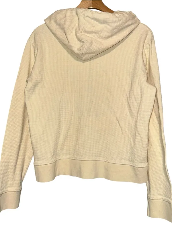 Pact Women’s Size S Cream Ivory Waffle Thermal Knit Hoodie Sweatshirt - Image 2