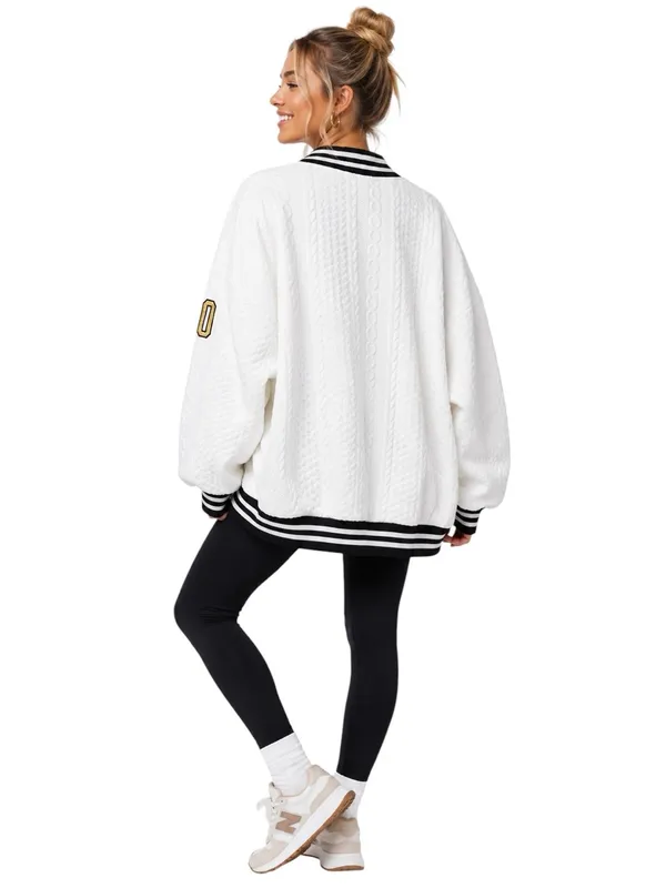 NWT Gameday Couture Wake Forest Demon Deacons Cable Knit Varsity Jacket White XL - Image 3