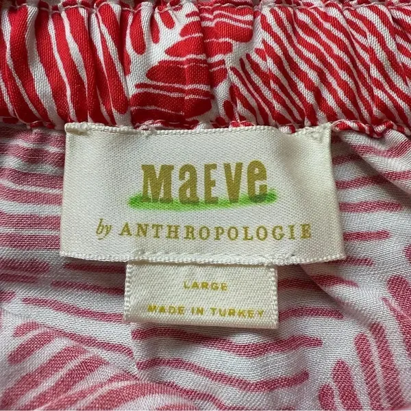 Anthropologie Maeve Halter Ruffle Top Red White Large Boho Vacation - Image 3