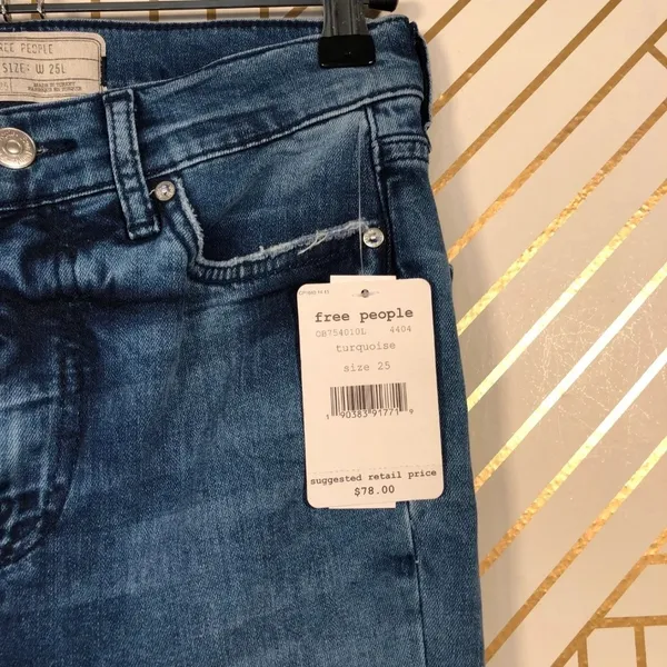 Free‎ People Busted Knee Skinny Jeans in Turquoise - Image 8