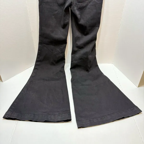 Free People We The Free Venice Beach Flare Jeans Black Crossover V-Waist Size 26 - Image 6