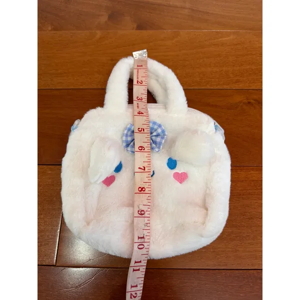 Sanrio Cinnamoroll Crossbody Bag Girls White Faux Fur‎ Plush Handbag Small 8in - Image 5