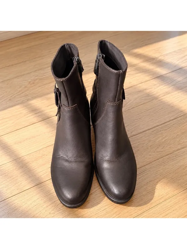Emanuele Crasto Italian Leather Brown Moto Buckle Boots EU 39 - Image 2