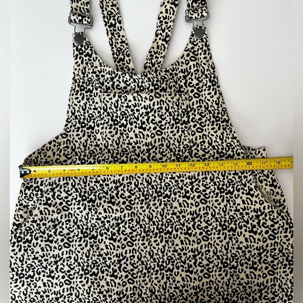 P.Cill Leopard Print Skirtall Overall mini Dress adjustable straps festival L - Image 6