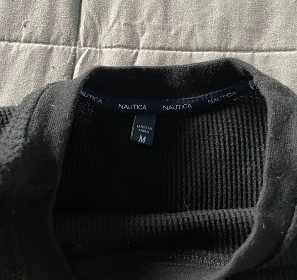 Nautica Waffle Cut Black Long Sleeve Shirt - Image 3