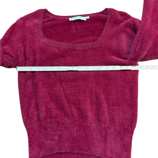 ASTR Wine Red Fuzzy Crop Sweater Women's Sz‎ XL Minimalist Soft Girl Era - Image 6