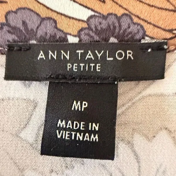 Ann Taylor Floral Mixed Media Pleat Front Gold Gray Office Career Top Sz MP - Image 6