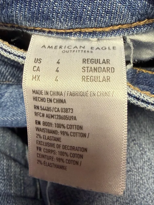 American Eagle Mom Straight Jean Womens 4 Comfort Stretch Waistband Blue - Image 9