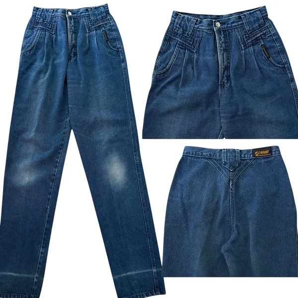 Rockies Vintage Western High Waist Bareback Pleated Denim Jeans 9/10 (26 x 34.5) - Image 2