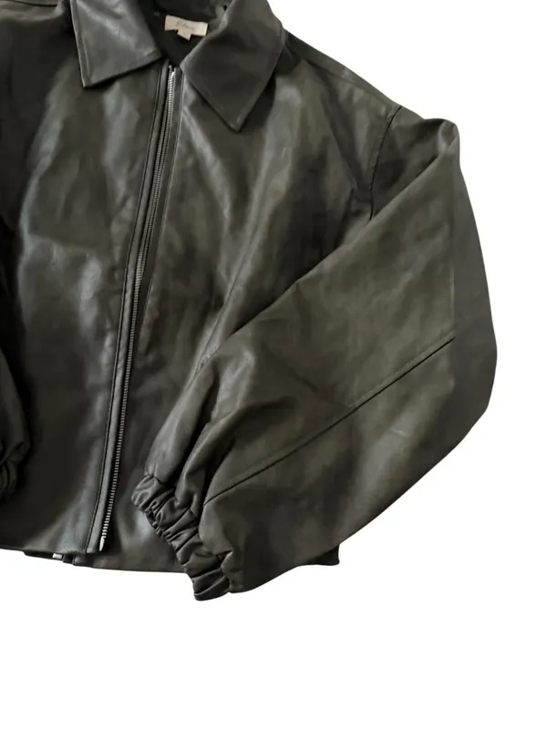 ELAN Olive Green Faux Leather Jacket Sz L NEW NWOT - Image 4